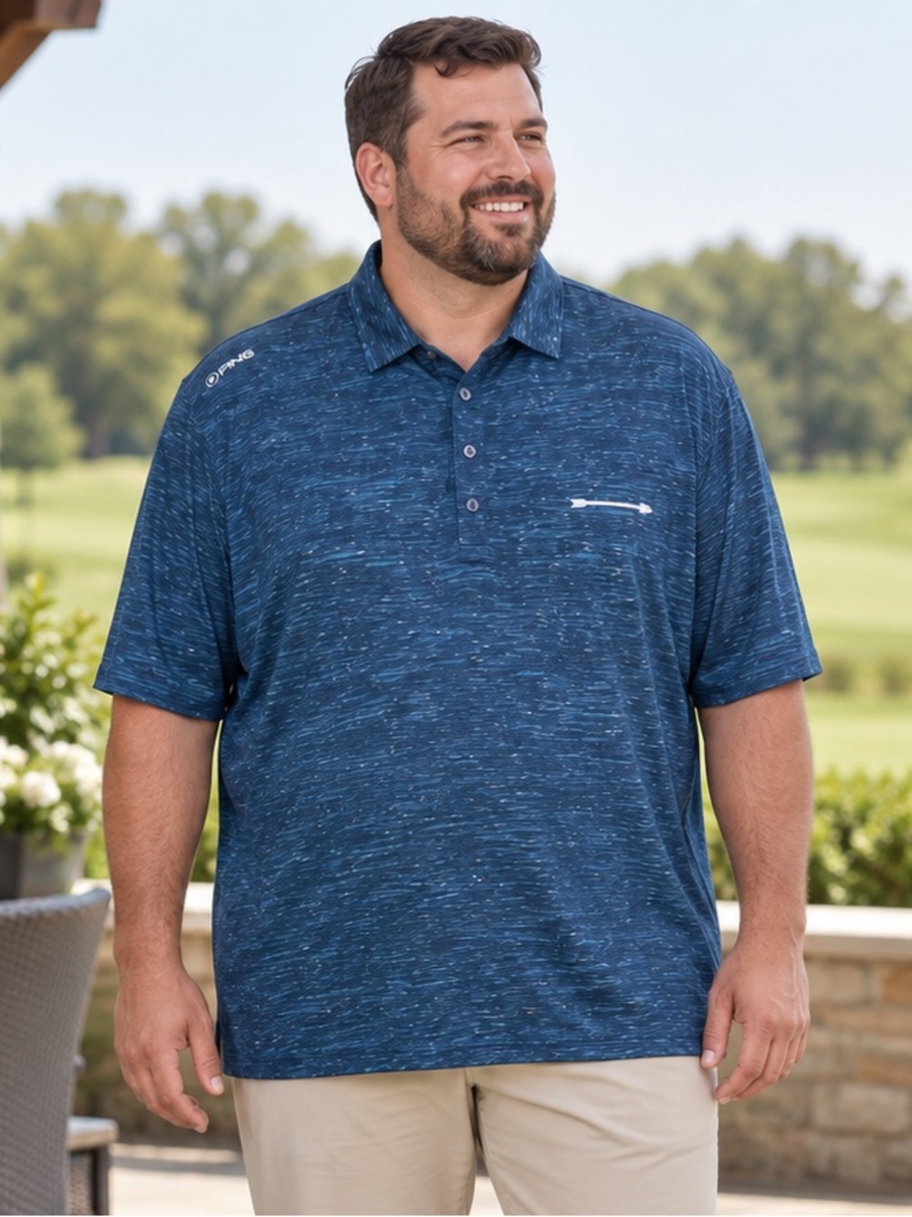 PING SensorCool Polo Shirt Mens XXL Blue Space Dye Golf Embroidered Arrow